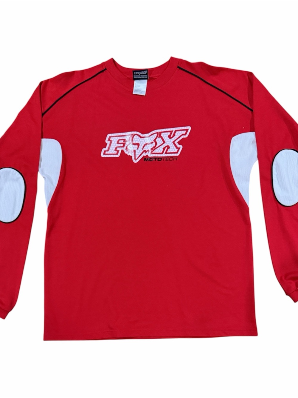 Fox Red Long-Sleeve Moto Tech Tee with White Accents